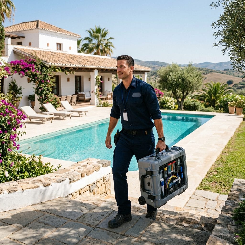 Técnico de Litesur llegando a domicilio con equipos de detección de fugas